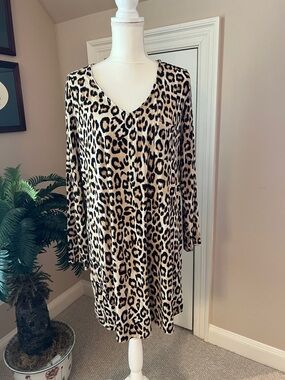 Soma Leopard Print Gown - Beige, Black, Brown Size XL